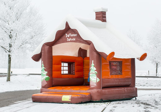 Skihut winterworld hüpfburg mit 3D-kamin an der spitze für kinder. Kaufen sie hüpfburgen online bei JB-Hüpfburgen Deutschland