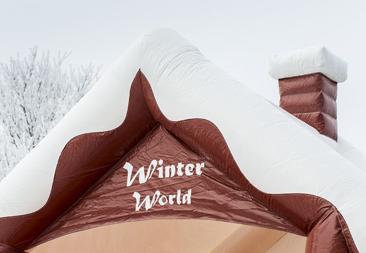 Skihut winterworld hüpfburg mit 3D-kamin an der spitze für kinder. Hüpfburgen zum verkauf online bei JB-Hüpfburgen Deutschland