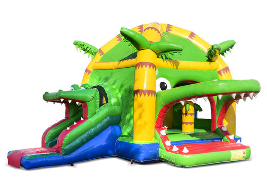 Kaufen sie aufblasbare indoor-multifun-super-hüpfburg mit rutsche im thema krokodil für kinder. Bestellen sie aufblasbare hüpfburgen online bei JB-Hüpfburgen Deutschland