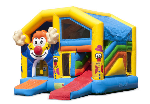 Kaufen sie eine aufblasbare indoor-multiplay-hüpfburg mit rutsche im thema clown für kinder. Bestellen sie aufblasbare hüpfburgen online bei JB-Hüpfburgen Deutschland