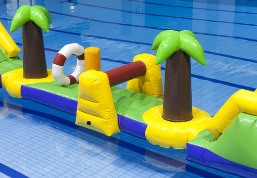 Spektakuläres, aufblasbares hawaii-run-grün/blau-12-m-schwimmbecken mit 2 rutschen für jung und alt. Kaufen sie aufblasbare wasserattraktionen jetzt online bei JB-Hüpfburgen Deutschland