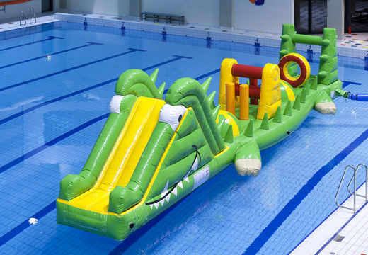 Bestellen sie 12 meter langes aufblasbares schwimmbecken Krokodil mit herausfordernden hindernisobjekten für jung und alt. Kaufen sie aufblasbare hindernisparcours jetzt online bei JB-Hüpfburgen Deutschland
