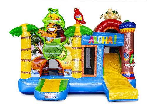 Mittelgroße aufblasbare multiplay-hüpfburg im hawaii-design für kinder. Bestellen sie aufblasbare hüpfburgen online bei JB-Hüpfburgen Deutschland