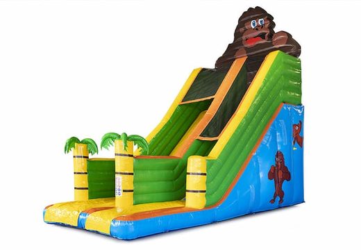 Kaufen sie gorilla slide super mit fröhlichen farben, 3D-objekten und schönem aufdruck an den seitenwänden. Bestellen sie aufblasbare rutschen jetzt online bei JB-Hüpfburgen Deutschland