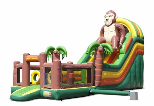 Einzigartige aufblasbare rutsche im gorilla-design mit planschbecken, beeindruckendem 3D-objekt, frischen farben und den 3D-hindernissen für kinder. Bestellen sie aufblasbare rutschen jetzt online bei JB-Hüpfburgen Deutschland