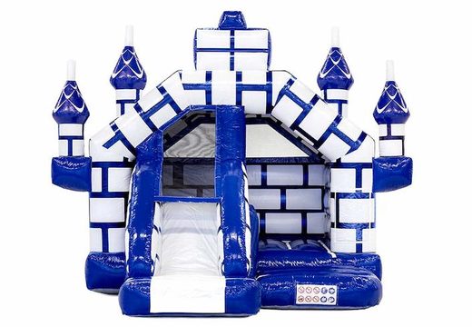 Bestellen Sie aufblasbare Hüpfburg Rutsche Combo mit Rutsche im Schloss-Thema mit Blau und Weiß für Kinder