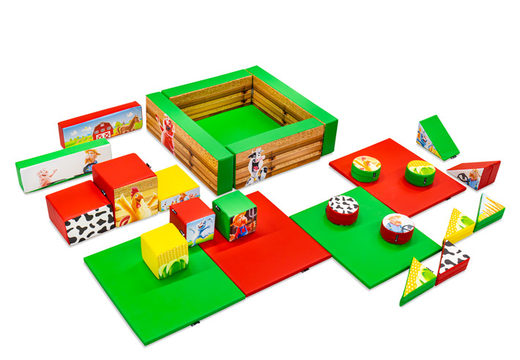 Softplay-Set XL Bauernhof-Thema bunte Blöcke zum Spielen
