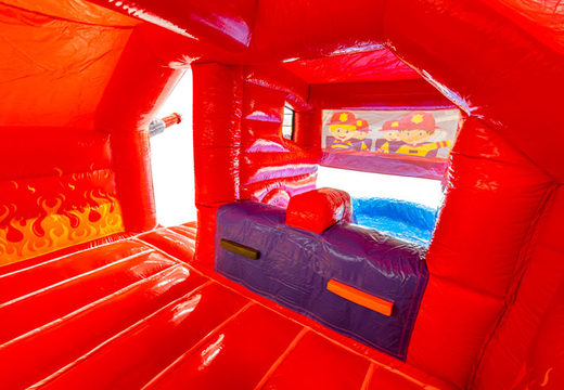 Innerhalb des aufblasbaren Schlosses Dubbelslide Slide Combo, blau, rot, orange