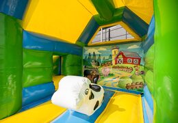Kleine überdachte Hüpfburg mit Rutsche für Kinder im Bauernhof Thema zu bestellen