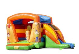 Kleine aufblasbare hüpfburg mit dach und rutsche im party-design, online bei JB-Hüpfburgen Deutschland zu kaufen