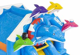 Aufblasbare Hüpfburg mit Rutsche und Delfinen in mehreren Farben zum Verkauf für Kinder