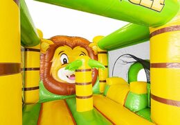 Bestellen Sie ein kompaktes aufblasbares Luftkissen mit Rutsche im Dschungel-Design für Kinder