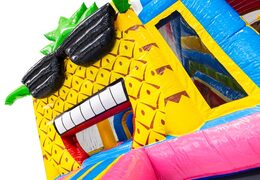 Bestellen Sie online Hüpfburg mit Hawaii-Flamingo-Thema und fröhlicher 3D-Ananas mit Sonnenbrille