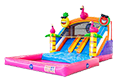 Opblaasbaar springkussen met koppelbaar badje in flamingo thema kopen voor kinderen