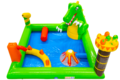 Opblaasbare waterparkje waar kinderen heerlijk in kunnen spelen