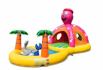 Opblaasbaar halfopen play fun springkussen met zwembadje kopen in thema playzone seaworld zee voor kinderen . Bestel springkussens online bij JB Inflatables Nederland 