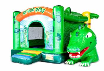 Koop standaard overdekt springkasteel in thema kroko box krokodil voor kinderen. Bestel springkussens online bij JB Inflatables Nederland