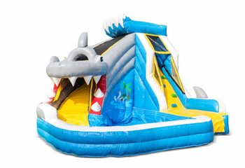 Splashy haai springkussen met bad bestellen bij JB Inflatables Nederland. Koop springkussens online bij JB Inflatables Nederland