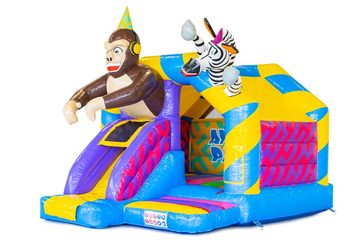 Animal party  slide combo luchtkussen met glijbaan en 3d dieren erop kopen voor kinderen