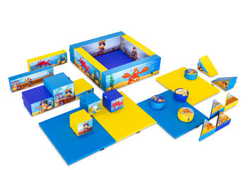 Softplay set XL Pirate seaworld thema kleurrijke blokken om mee te spelen