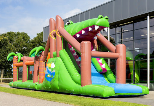 Kaufen sie einen einzigartigen 17 meter breiten krokodil-hindernisparcours mit 7 spielelementen und farbenfrohen objekten für kinder. Bestellen sie aufblasbare parcours jetzt online bei JB-Hüpfburgen Deutschland
