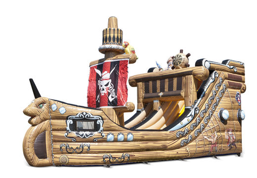 Aufblasbare piratenschiff-rutsche in auffälliger form mit coolen 3D-objekten und vollfarbdrucken für Ihre kinder. Bestellen sie aufblasbare rutschen jetzt online bei JB-Hüpfburgen Deutschland