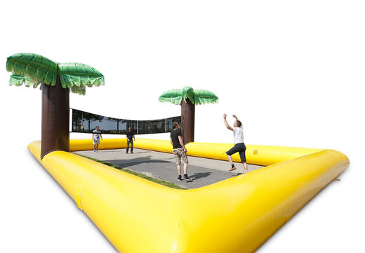 Aufblasbares Beachvolleyball Feld mit Palmen in bunten Farben für Kinder und Erwachsene zu kaufen