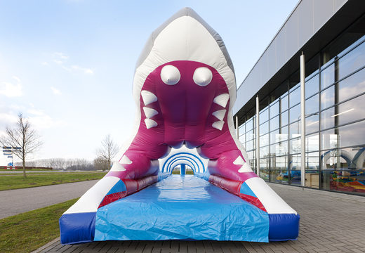 Kaufen sie eine 18 m lange aufblasbare bauchrutsche mit Haimotiv für kinder. Bestellen sie aufblasbare rutschen jetzt online bei JB-Hüpfburgen Deutschland