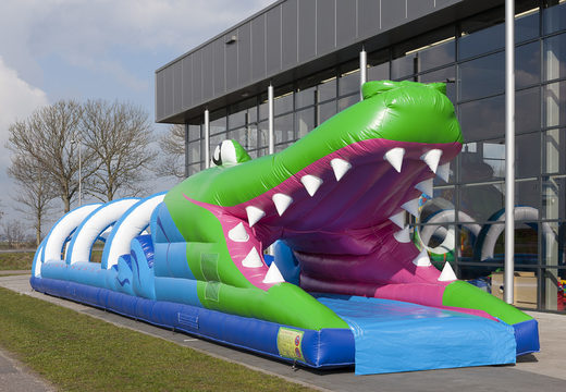 Bestellen sie eine perfekte aufblasbare 18 meter lange bauchrutsche mit Krokodilmotiv für kinder. Kaufen sie aufblasbare Bauchrutschen jetzt online bei JB-Hüpfburgen Deutschland