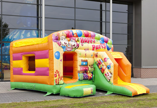 Bestellen sie aufblasbare indoor-maxi-multifun-hüpfburg im party-design mit rutsche für kinder. Kaufen sie hüpfburgen online bei JB-Hüpfburgen Deutschland