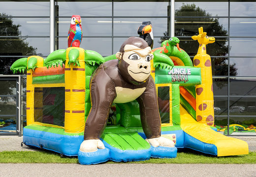 Multiplay-hüpfburg im safari-gorilla-design mit rutsche für kinder. Kaufen sie aufblasbare hüpfburgen online bei JB-Hüpfburgen Deutschland