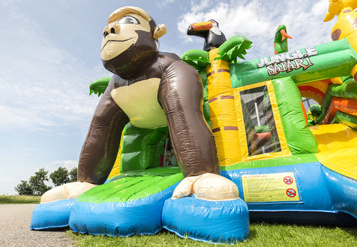 Mittelgroße aufblasbare multiplay-hüpfburg im safari-gorilla-design für kinder. Bestellen sie aufblasbare hüpfburgen online bei JB-Hüpfburgen Deutschland