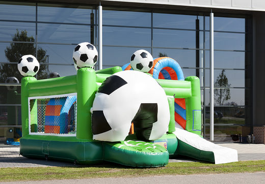 Mittelgroße aufblasbare multiplay-hüpfburg im fußball-design für kinder. Bestellen sie aufblasbare hüpfburgen online bei JB-Hüpfburgen Deutschland