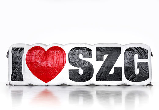 Bestellen sie eine aufblasbare I love SZG-logo-produkterweiterung. Kaufen sie aufblasbare werbeartikel online bei JB-Hüpfburgen Deutschland