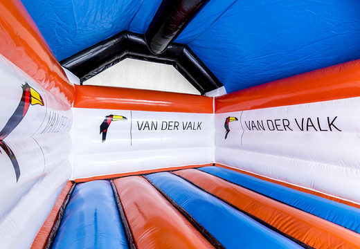 Bestellen sie maßgefertigtes aufblasbares Van der Valk - ein Rahmen mit 3D-objekt der Tukan-hüpfburg sonderanfertigung bei JB-Hüpfburgen Deutschland. Fordern sie jetzt ein kostenloses design für aufblasbare individuelle hüpfburgen in ihrer eigenen corporate identity an