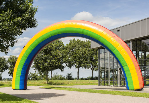 Bestellen sie online einen aufblasbaren bogen 15x8m in regenbogenfarbe bei JB-Hüpfburgen Deutschland. Aufblasbare start- und zielbögen für sportveranstaltungen in standardfarben und -größen erhältlich
