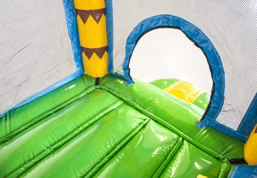 Mini aufblasbare multiplay-hüpfburg im dschungel-design mit rutsche für kinder. Bestellen sie aufblasbare hüpfburgen online bei JB-Hüpfburgen Deutschland