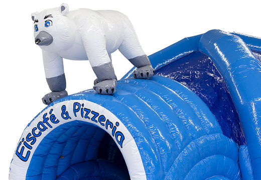 Bestellen sie online eine maßgeschneiderte aufblasbare Eiscafe & Pizzeria - multiplay Polar Bear Super hüpfburg mit logo sonderanfertigung bei JB-Hüpfburgen Deutschland; spezialist für aufblasbare werbeartikel wie individuelle hüpfburgen