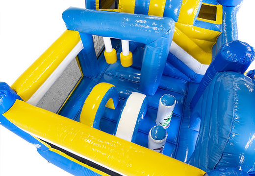 Mittelgroße aufblasbare multiplay-hüpfburg im gefrorenen eis-design mit rutsche für kinder. Bestellen sie aufblasbare hüpfburgen  online bei JB-Hüpfburgen Deutschland
