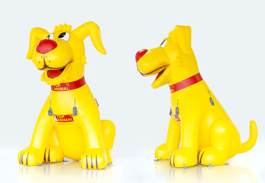 Kaufen sie kundenspezifisches gelbes hundetop-tiermaskottchen. Bestellen sie jetzt 3D-hüpfburgen online bei JB-Hüpfburgen Deutschland