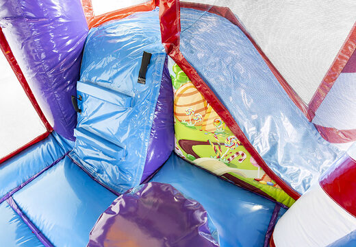 Kaufen sie eine hüpfburg im thema candyworld mit einer rutsche für kinder. Bestellen sie aufblasbare hüpfburgen online bei JB-Hüpfburgen Deutschland