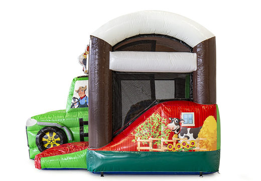 Kleine Multiplay Hüpfburg mit Dach und Rutsche im Thema Bauernhof für Kids zu kaufen
