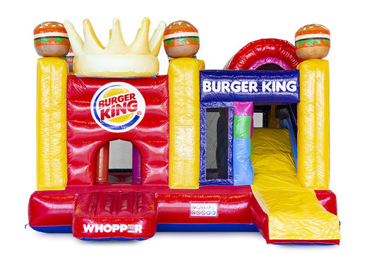 Maßgeschneiderte multiplay-hüpfburg sonderanfertigung  von Burger King, einschließlich 3D, kundenlogos , geeignet für Tage der offenen Tür und andere Werbezwecke. Bestellen sie maßgeschneiderte individuelle hüpfburgen bei JB-Hüpfburgen Deutschland