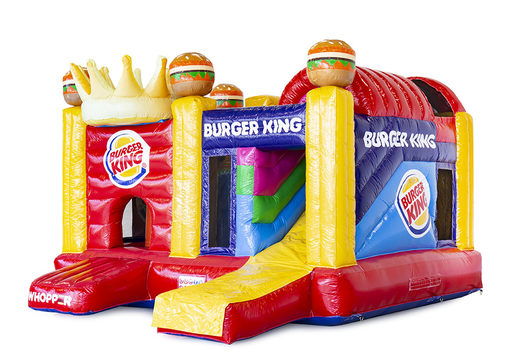 Bestellen sie maßgeschneiderte Burger King multiplay-hüpfburg sonderanfertigung  inklusive 3D mit kundenlogos bei JB-Hüpfburgen Deutschland. Bestellen sie online individuelle hüpfburgen in allen formen und größen