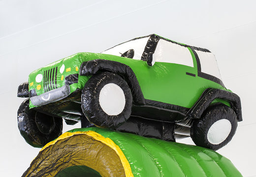 Bestellen sie maßgefertigte aufblasbare PKS - Jungle individuelle hüpfburgen mit 3D-objekt eines Jeeps bei JB-Hüpfburgen Deutschland. Fordern sie jetzt ein kostenloses design für eine aufblasbare hüpfburg werbung in ihrer eigenen corporate Identity an