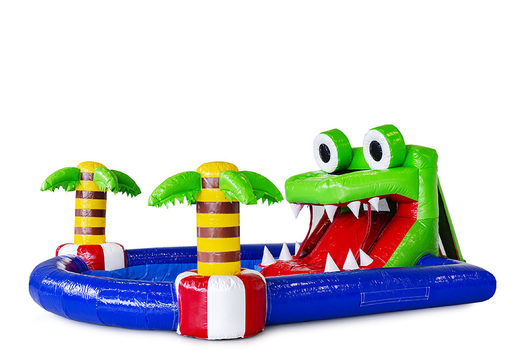 Minipark-hüpfburg mit wasserrutsche und schwimmbecken im krokodil-design für kinder. Kaufen sie hüpfburgen online bei JB-Hüpfburgen Deutschland