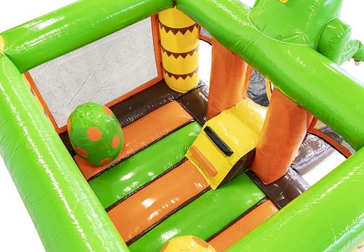 Kleine Multiplay Hüpfburg mit Dach und Rutsche im Thema Dino für Kinder bestellen