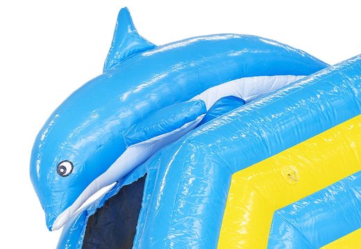 Kaufen sie bei JB-Hüpfburgen Deutschland eine wasserrutsche mit einem 3D-objekt eines großen delfins darauf. Bestellen sie jetzt hüpfburgen online bei JB-Hüpfburgen Deutschland