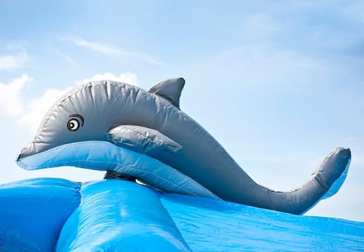 Große überdachte blaue bällebad-hüpfburg im seaworld-thema für kinder. Bestellen sie hüpfburgen online bei JB-Hüpfburgen Deutschland