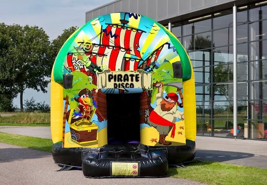 Zum verkauf steht eine 5,5 m lange disco-hüpfburg mit mehreren themen im piratenthema für kinder. Bestellen sie aufblasbare hüpfburgen jetzt online bei JB-Hüpfburgen Deutschland
